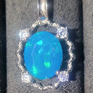 Sterling Silver Blue Opal Pendant